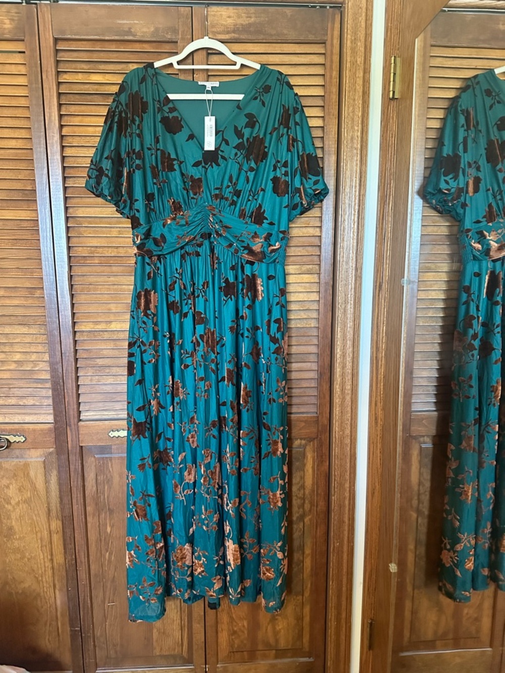 BNWT Baltic Born Leslie velvet maxi dress in jade and bronze size 1X - Picture 9 of 12